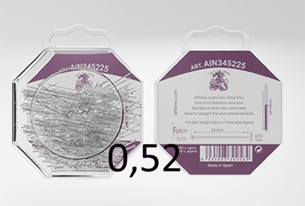 400 Alfileres Folch acero inoxidable de 0,52 mm